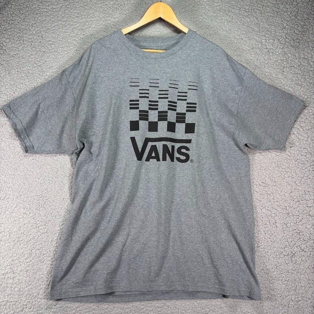 Vans Off The Wall Mens XXL T-Shirt Gray Checkered Logo s/s Skateboard Streetwear
